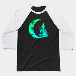 Turquoise Crescent Moon and Buddha Baseball T-Shirt